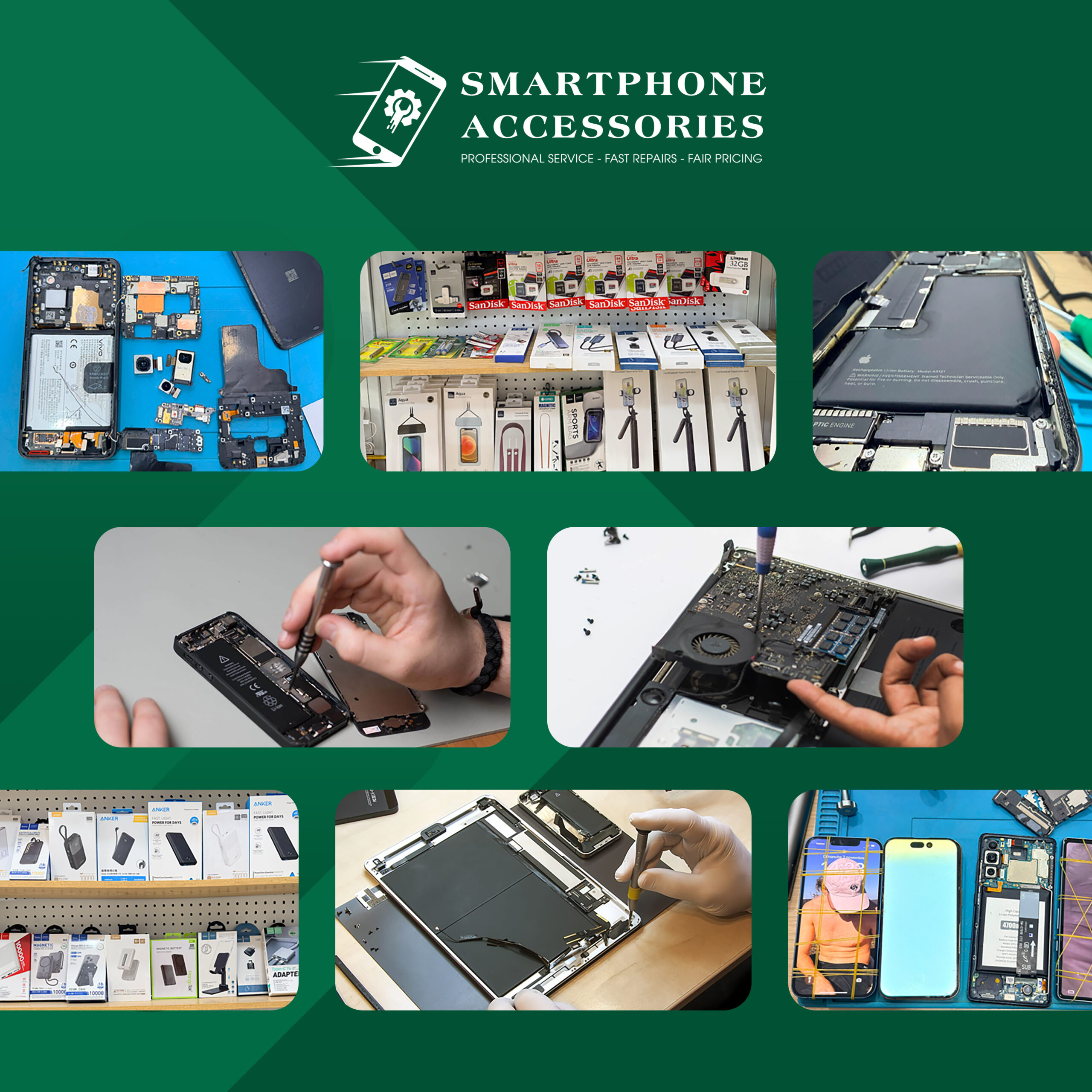 Professional phone repair services and mobile accessories at Smartphone Accessories in Hanoi