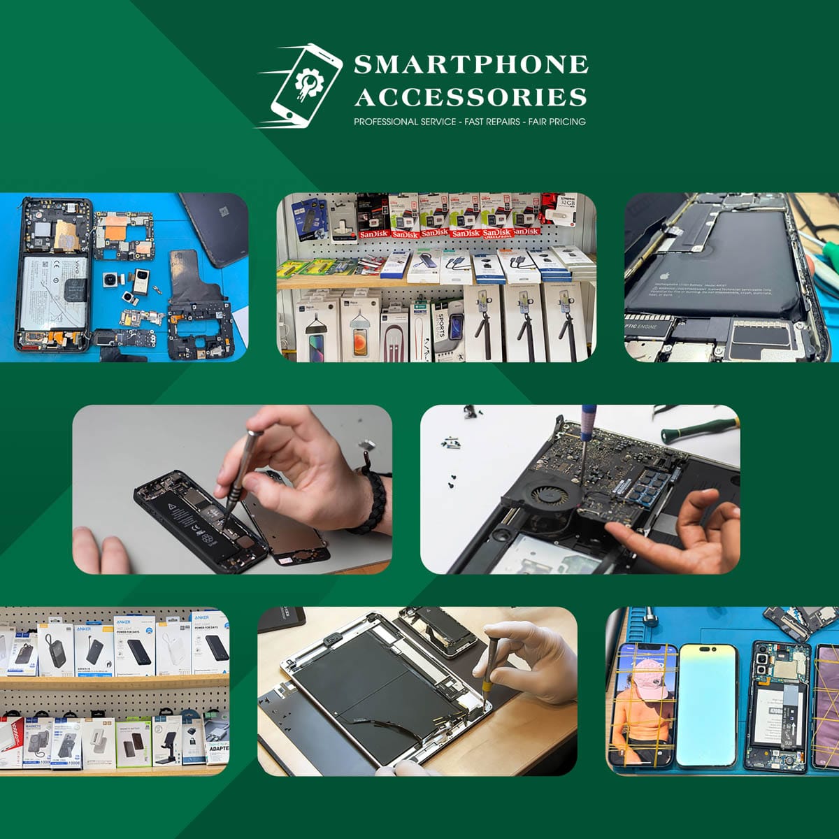 Phone repair Hanoi services at Smartphone Accessories Hoan Kiem including iPhone Samsung and MacBook repair