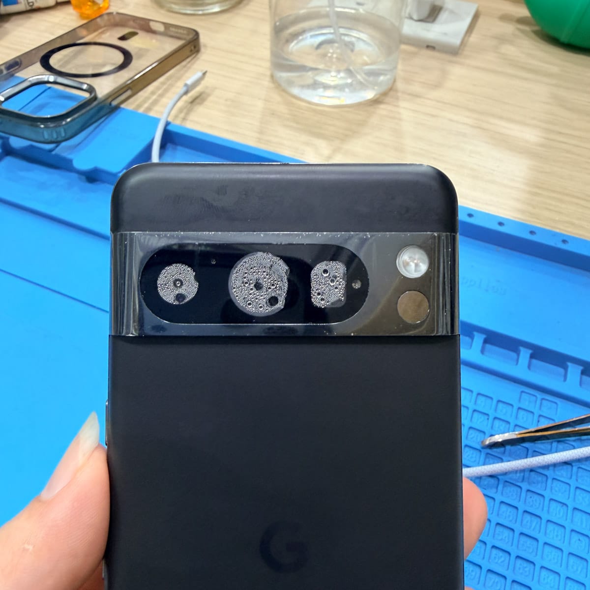 Pixel phone moisture exposure signs in humid environment